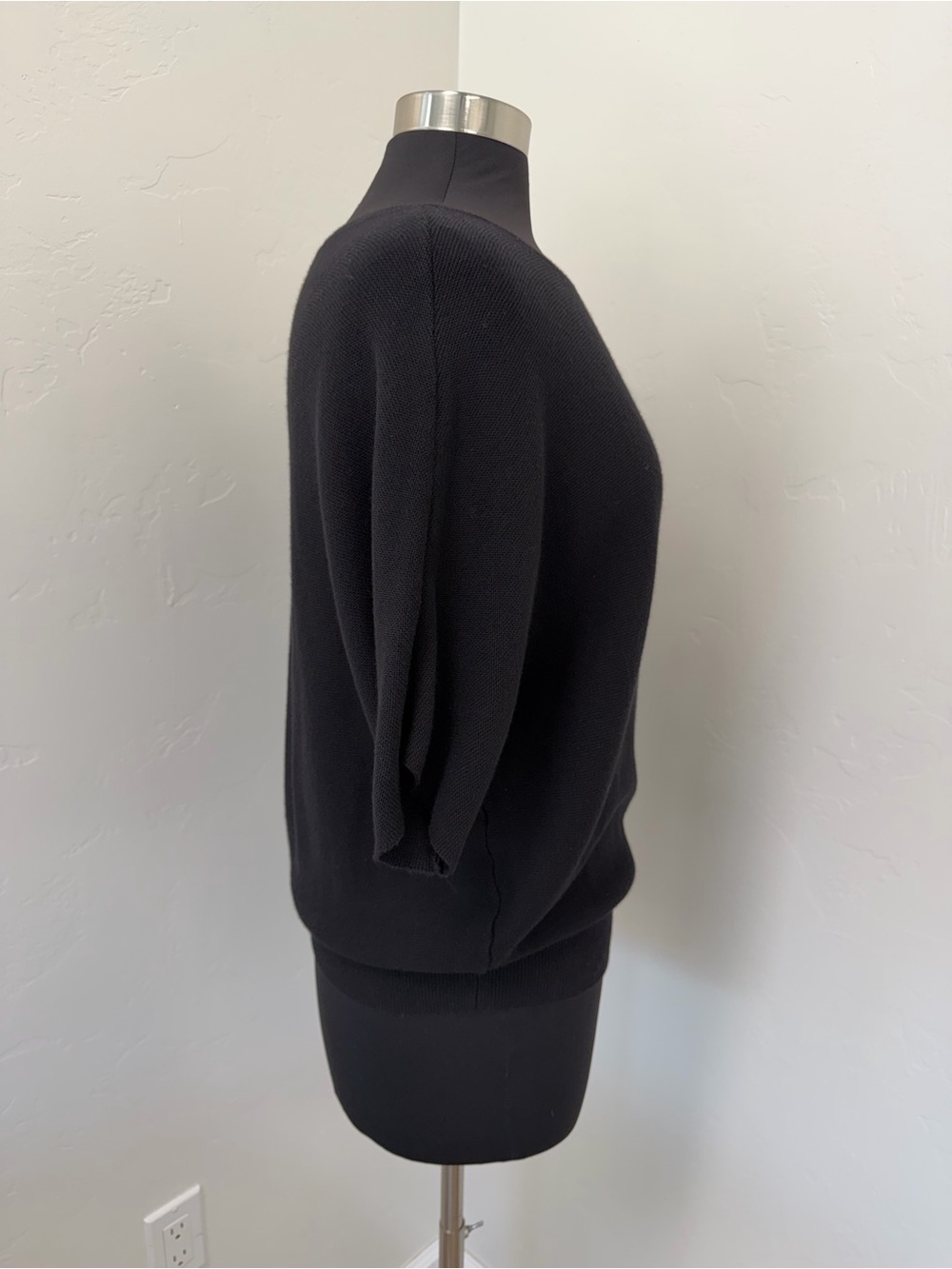 Quince Lightweight Cotton Cashmere Link-Stitch Black Dolman Sweater Size M - Picture 6 of 14
